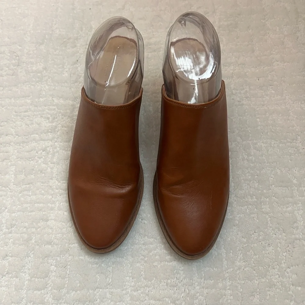 Loft light brown slip on mules clogs block heel faux leather 8 boho - Picture 3 of 11